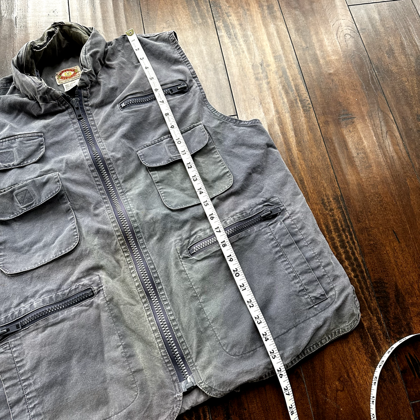 Banana Republic VINTAGE Safari Vest Mens Large Blue Pockets Cargo 90s Zipper