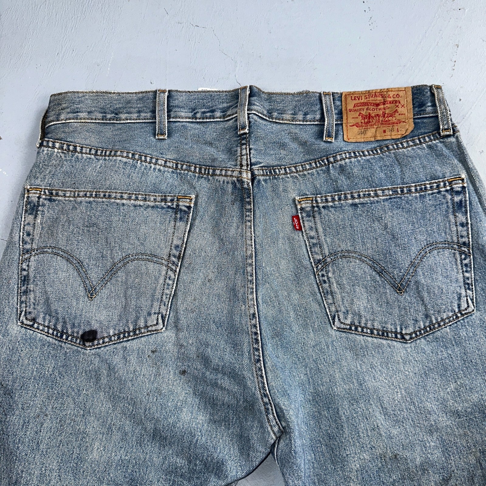 Levis 501 Vintage Y2K XX Straight Leg Jeans 90s Blue Light Wash 38x29 Act 36x27