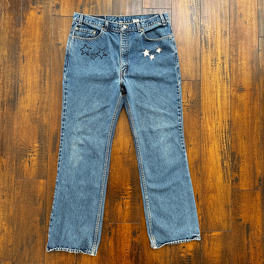 Levis 517 Vintage 90s USA Orange Tab Bootcut Flare Blue Jeans 38x32 Act 35x30