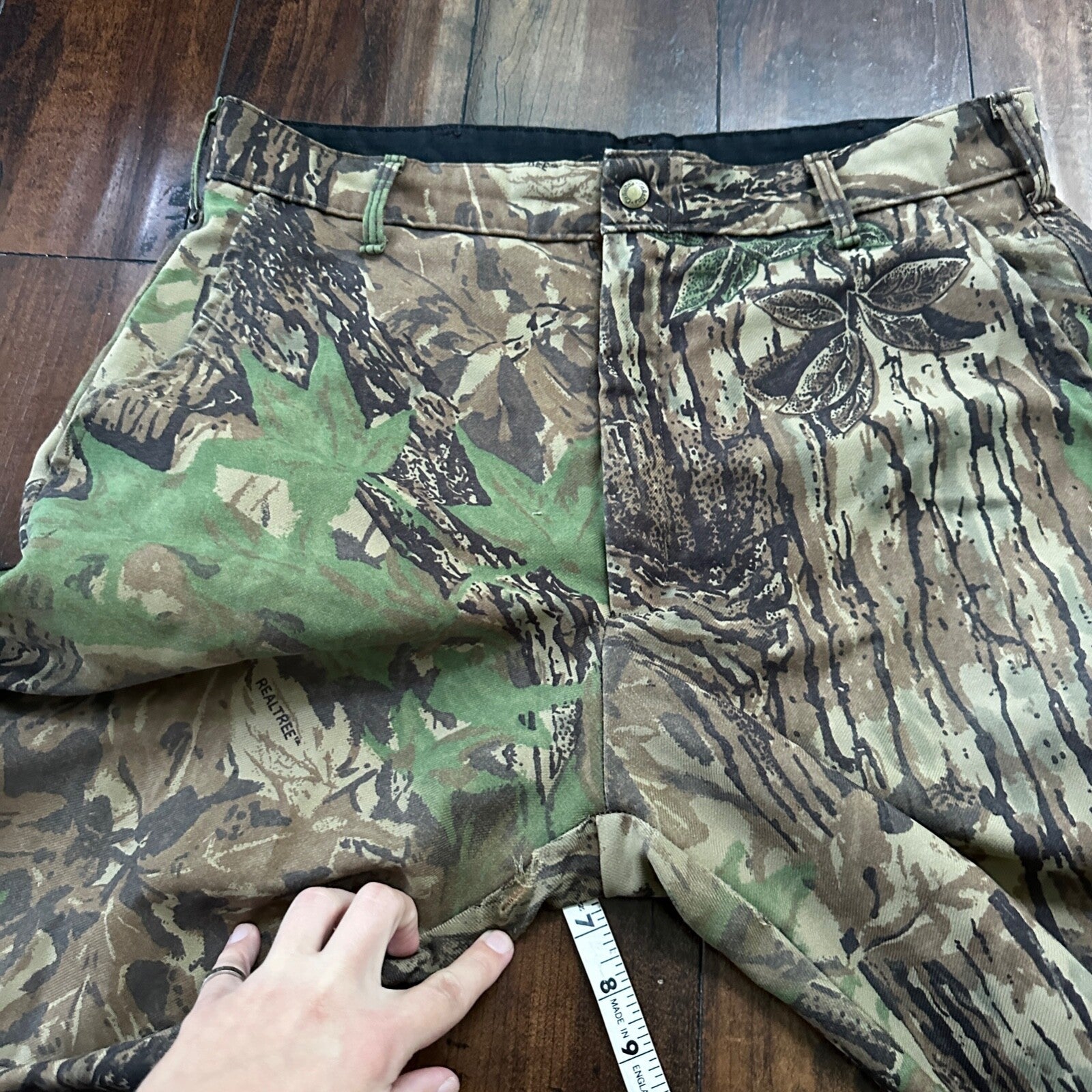VTG 90s Cabela's Realtree Camo Fleece Pants Cargo Pocket 35x28 Made in the USA