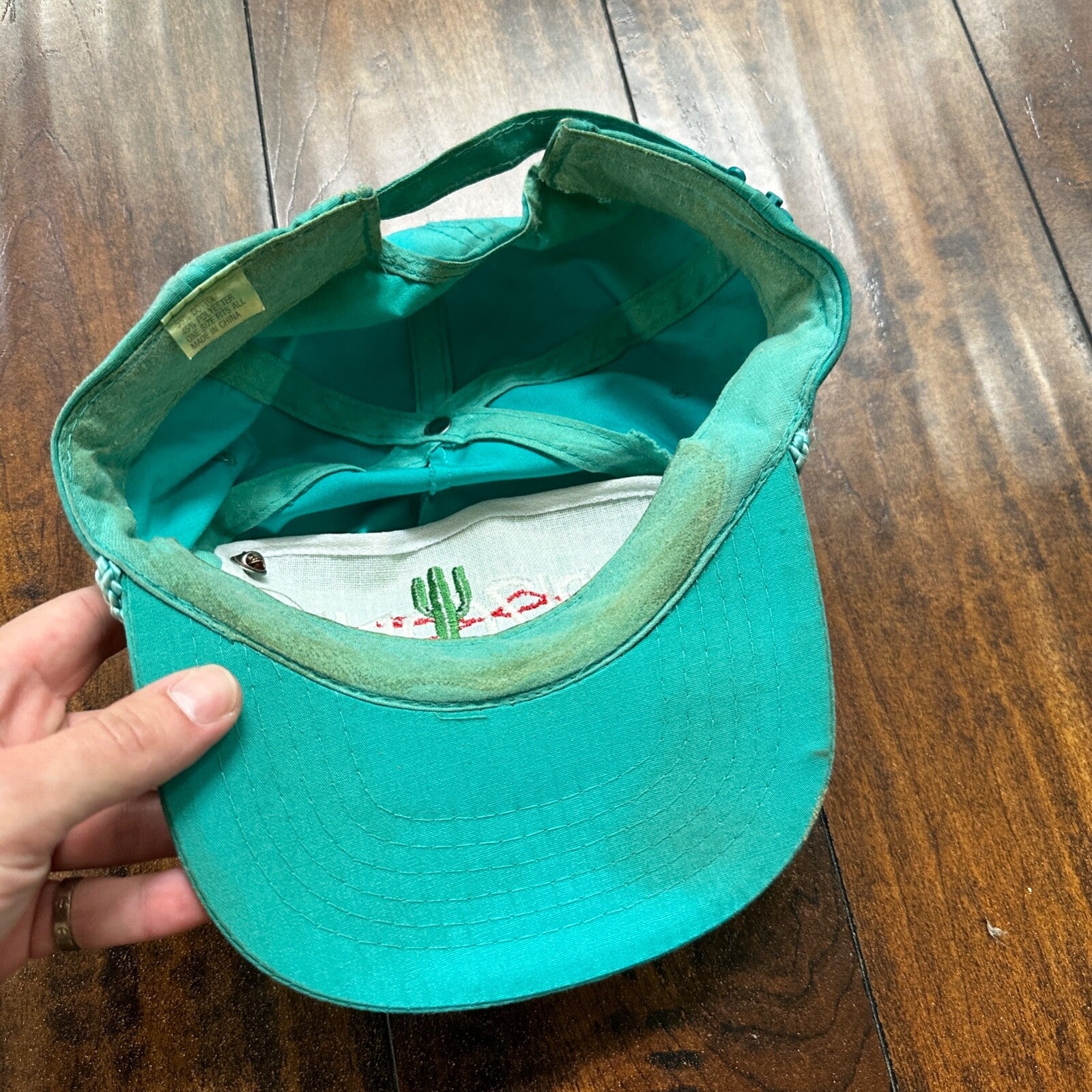 Arizona VTG Hat Cap Snapback Pins Cool Teal 80s Cactus Travel Fun