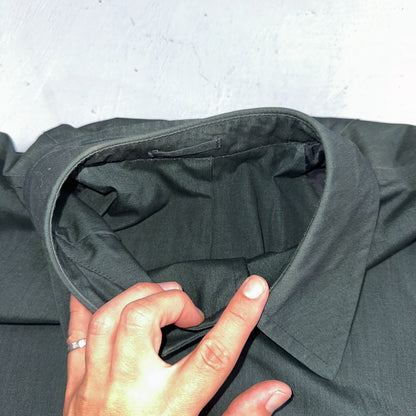 Aqaron Rain Trench Coat Mens 38 Short Green Long Sleeve Button Long Jacket