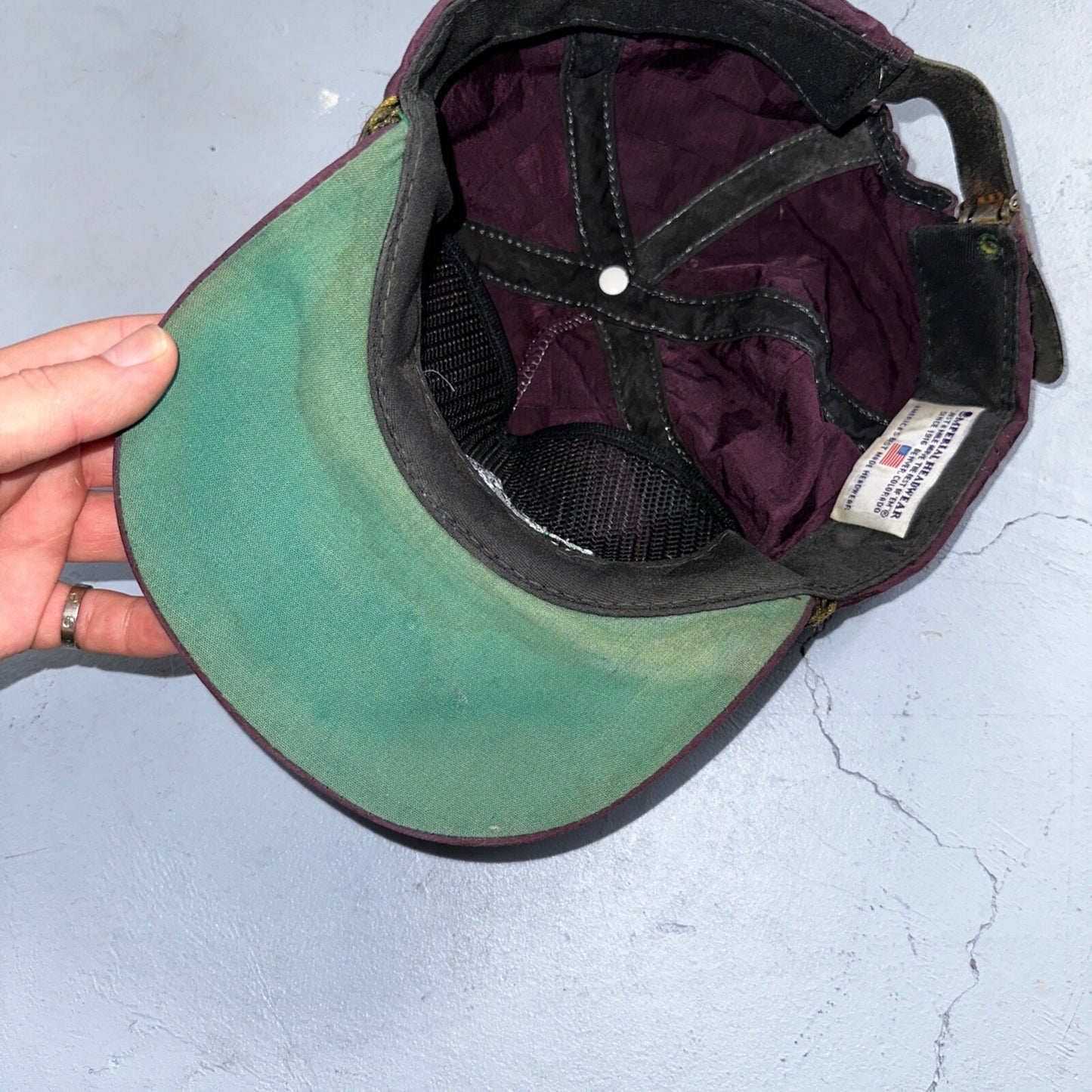 Diamond Lake Resort VTG Hat Cap Snapback Purple Checkerboard 80s Cool Oregon