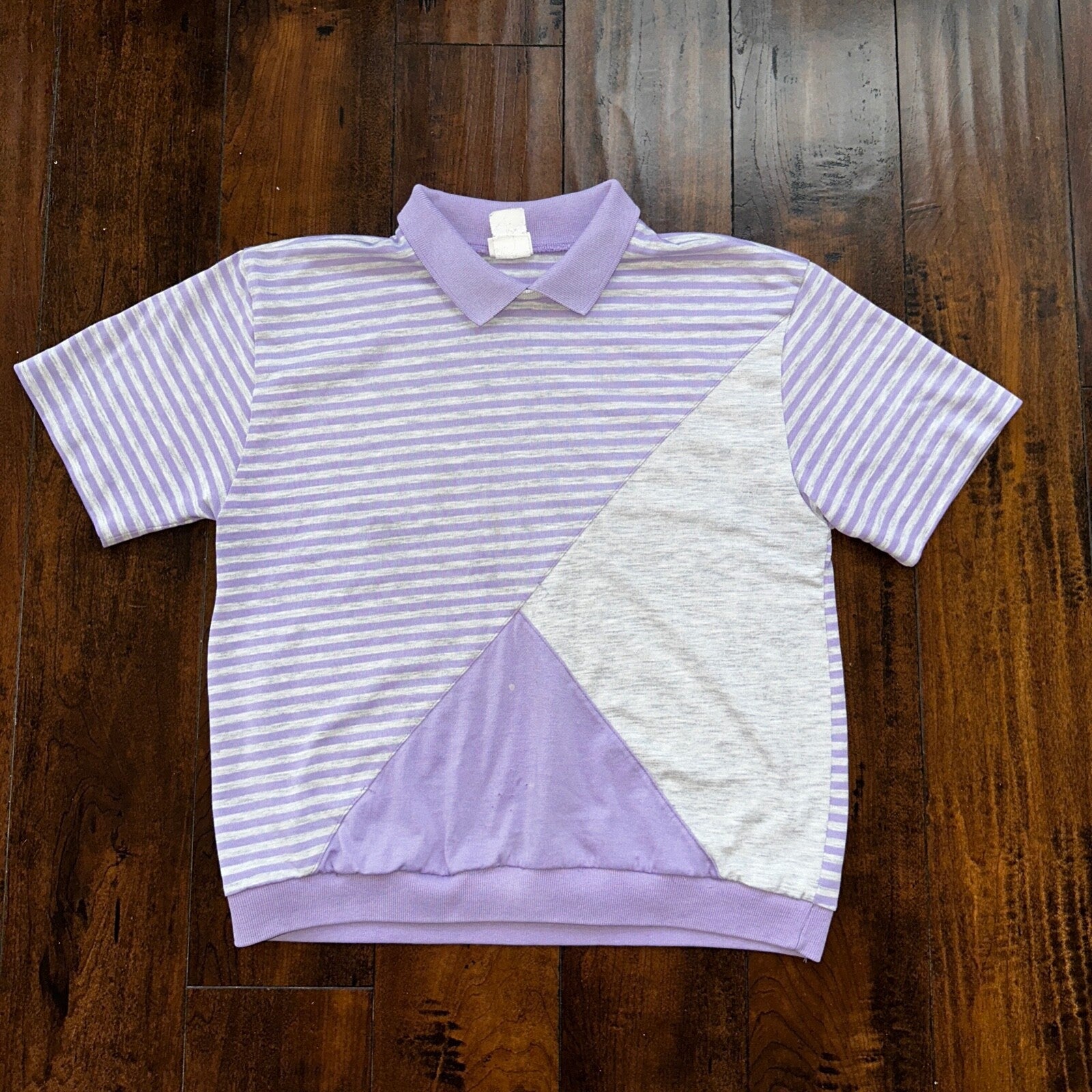 Jantzen Sweater Shirt Vintage 80s 90s Purple Stripe White Polo Cool 1980s