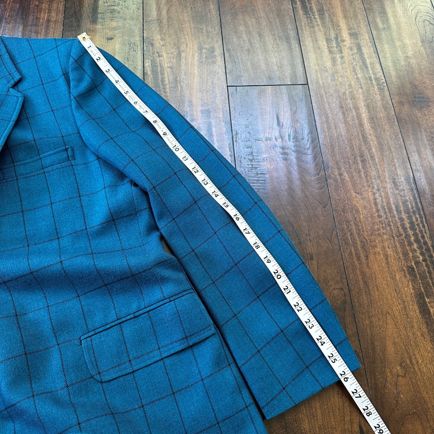 1960s 1970s Blue Pinstripe VTG Suit Jacket Sportcoat 42 Wool Checker Rockabilly