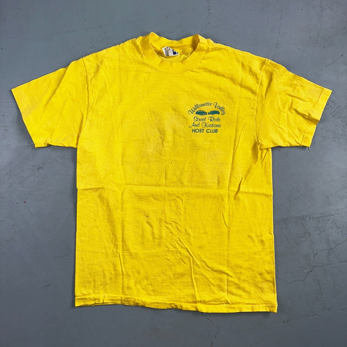 Good Guys Salem Oregon Hanes 80s VTG T Shirt Yellow Single Stitch Cars Racing