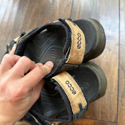 ECCO Yukatan Receptor Brown Leather Sport Sandal Shoes Mens EU 44