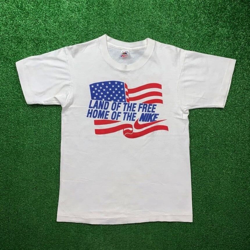 Vintage Nike T Shirt USA Flag Capital Challenge Rare Home The Free Rap Music 90s