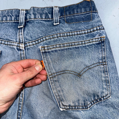 Levis 517 Vintage 80s USA Boot Cut Leg Jeans Light Wash Orange Tab Act 32x30