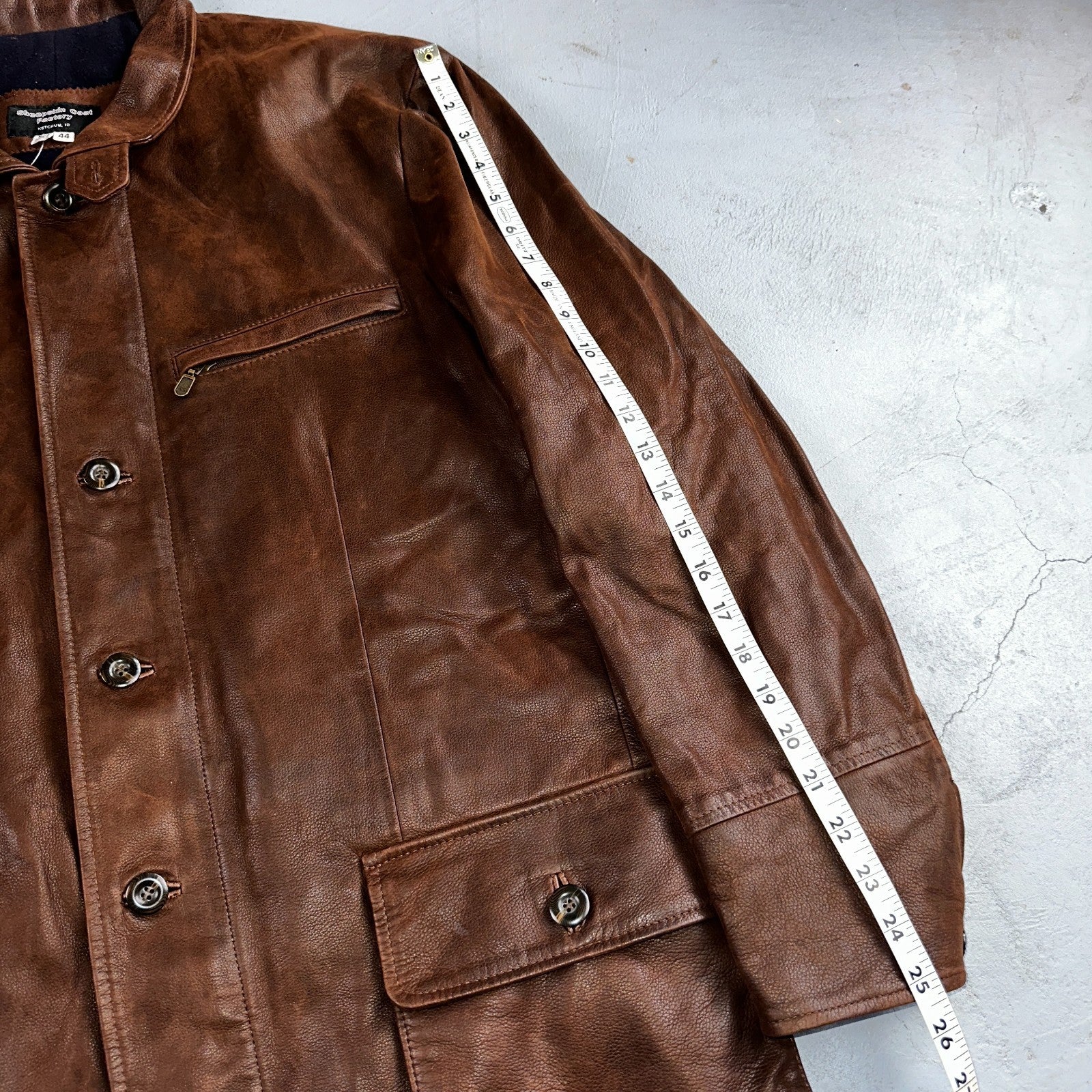 Men’s Vtg Sheepskin Coat Factory Leather Chore Coat 44 Lined 1980s Barn USA 80s