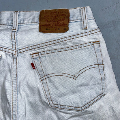 Levis 501 Vintage 90s USA XX Straight Leg Jeans Blue Light Wash 32x34 Act 29x26
