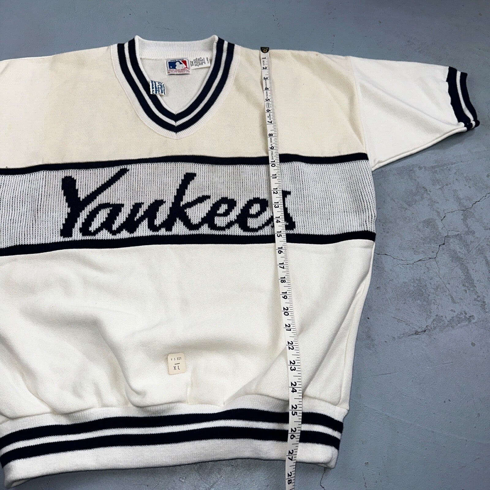 VTG NWT 90s New York Yankees Cliff Engle Knit White Baseball Sweater Mens XL USA