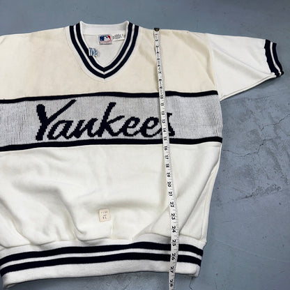 VTG NWT 90s New York Yankees Cliff Engle Knit White Baseball Sweater Mens XL USA