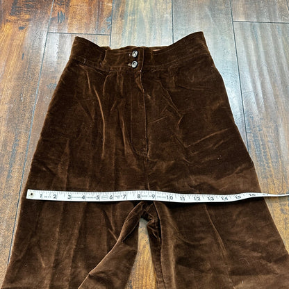 VTG Jantzen 1970s Pants 23x30 Brown Velour High Waist Flair Rockabilly 8