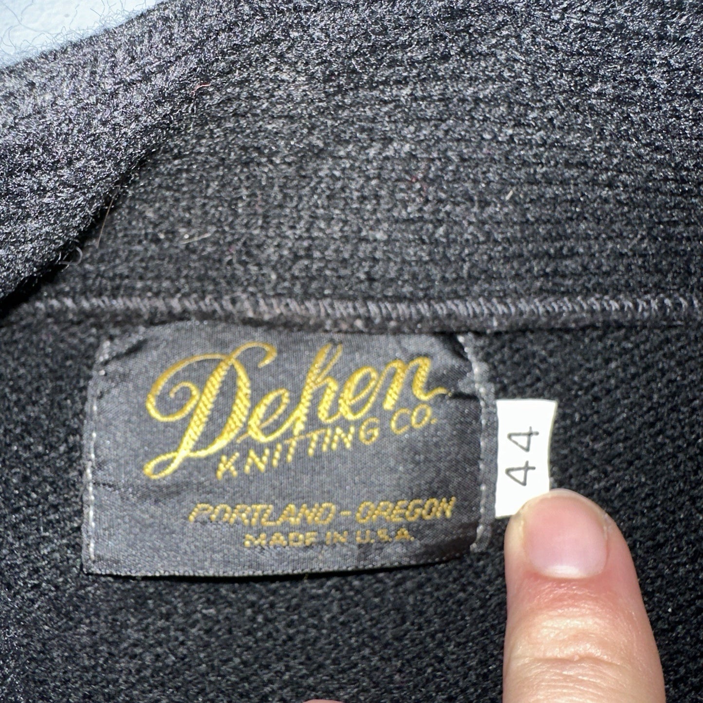 Vintage 1990s Dehen Varsity Letterman Cardigan Sweater Size 44 Black 1992 NS