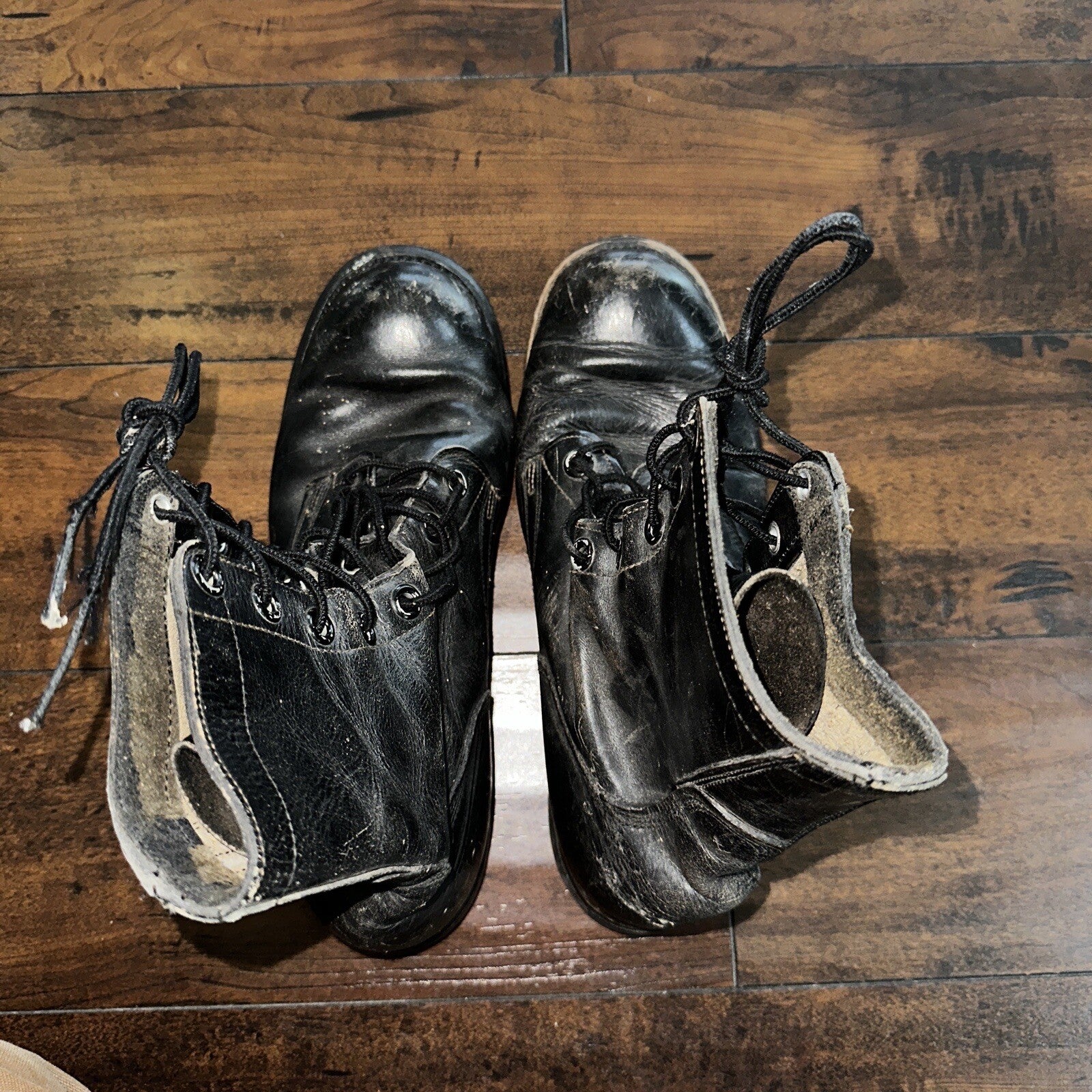 VTG Military Black Lace Up Work Boots 1950s 50s 60s Post WWII Size 8 ? High