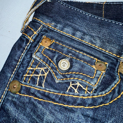 True Religion VTG Billy Big T Blue Jeans Bootcut Y2K Made USA Sz 30 (32x30)