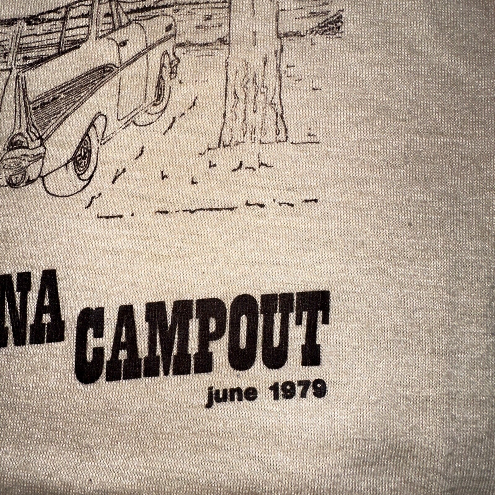 1979 Lake Shastina Campout June 70s Oregon VTG T Shirt Nomad Car Trees Nature