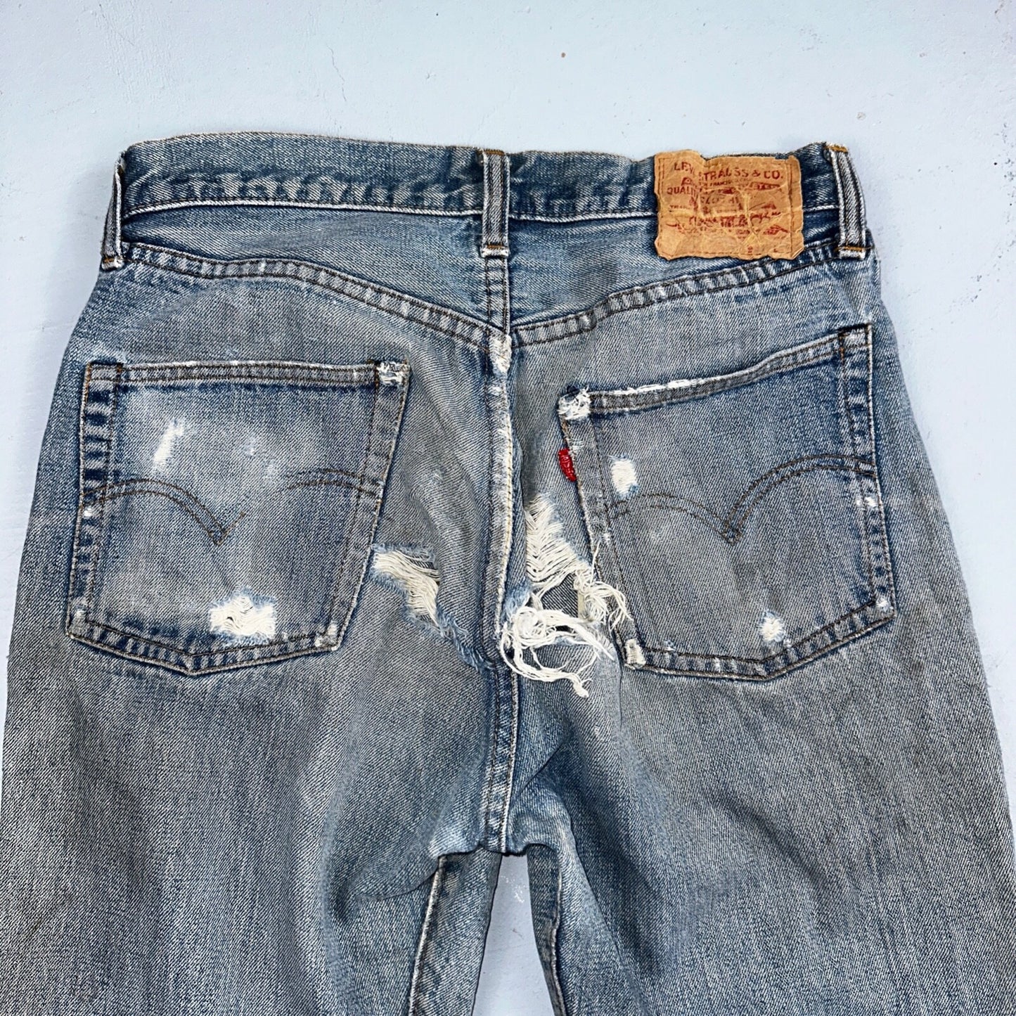 Levis 501 Vintage 70s SS Redline Selvedge USA 66 Jeans Thrashed 31x34 Act 29x30