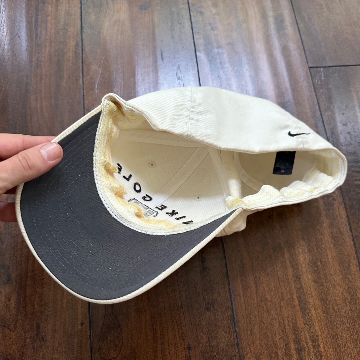 Nike Golf Y2K VTG Hat Cap Snapback White Yellowish Fitted L/XL