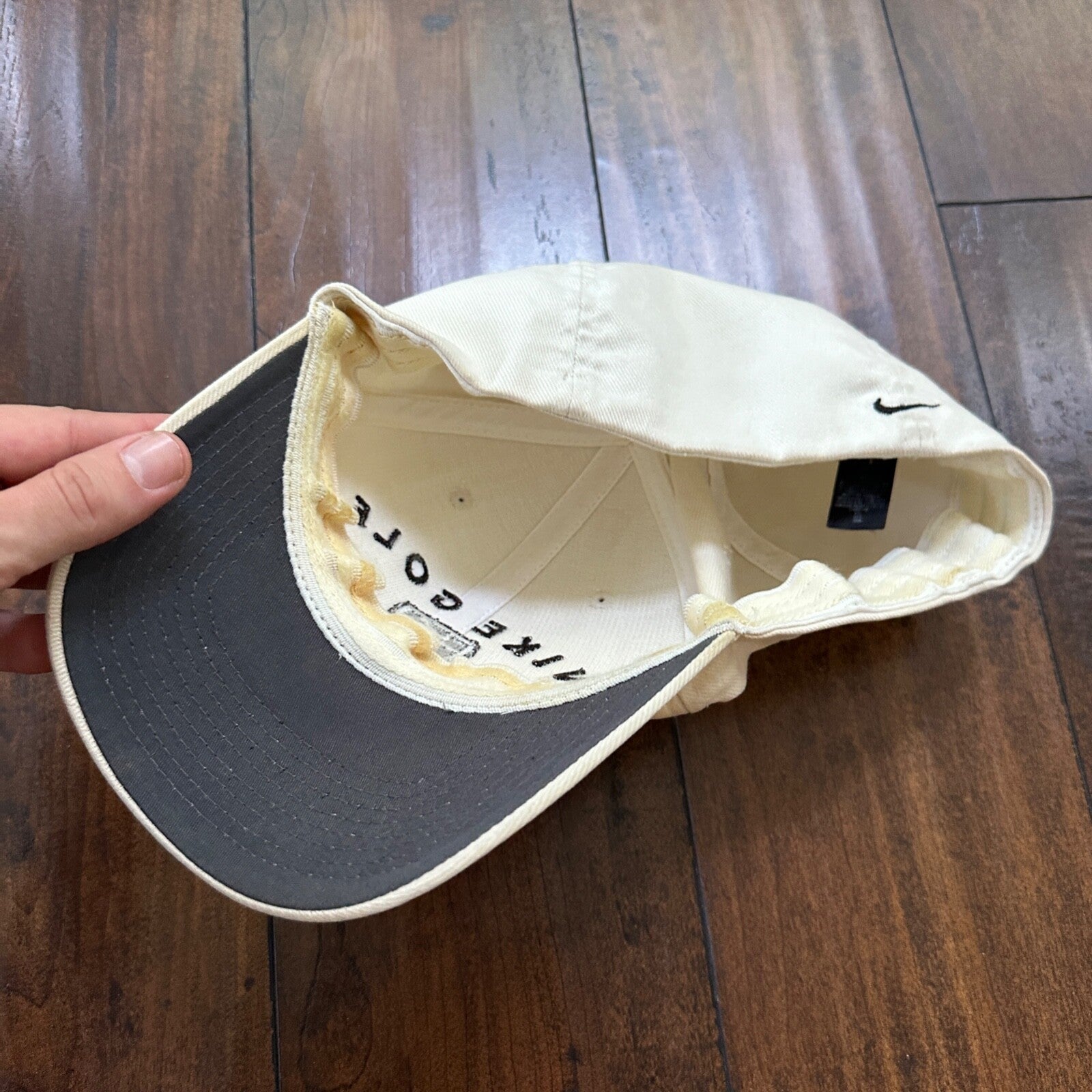 Nike Golf Y2K VTG Hat Cap Snapback White Yellowish Fitted L/XL