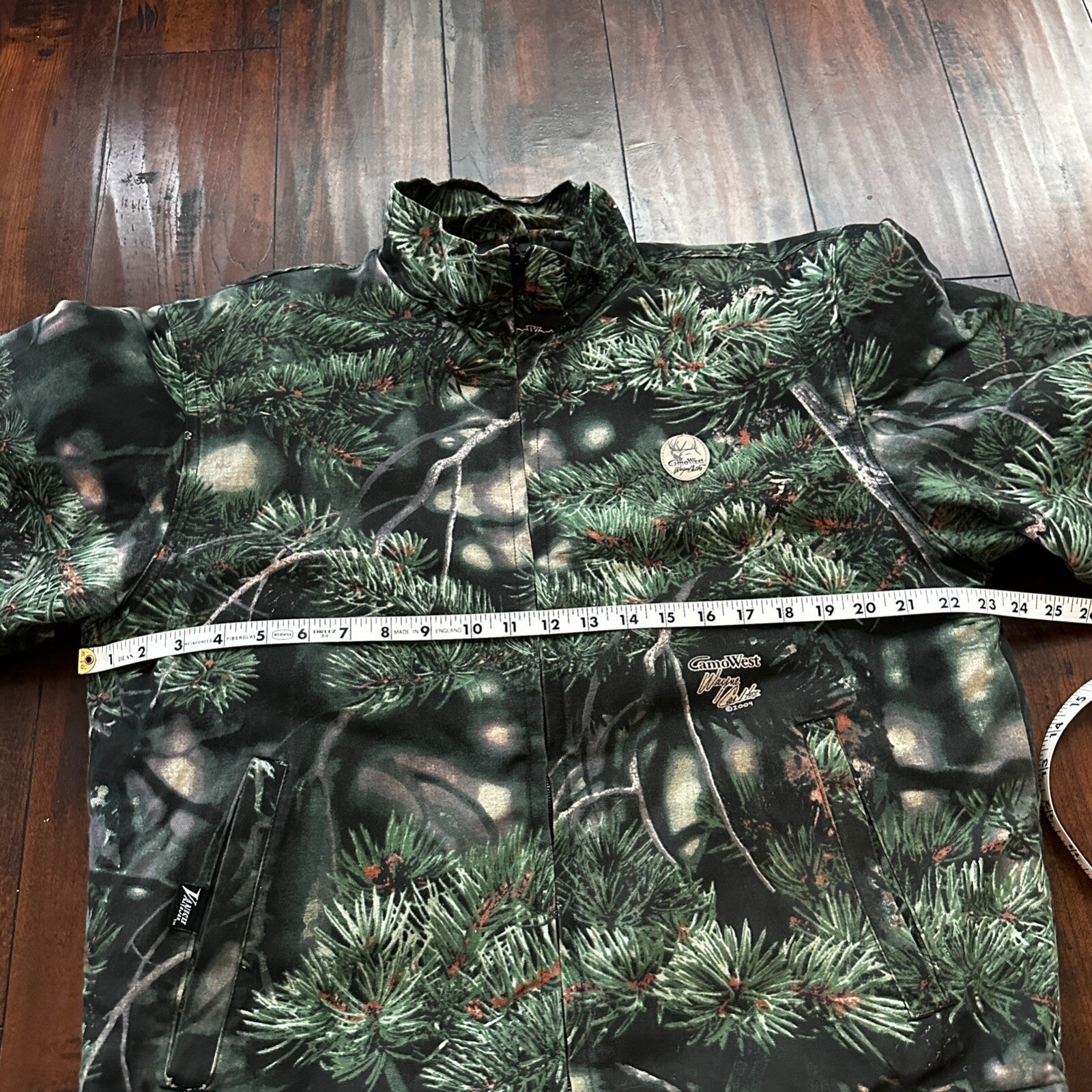 VTG West Camo Leaf Advanced Fleece Jacket Rain Coat Mens M 2004 PineTree Tree
