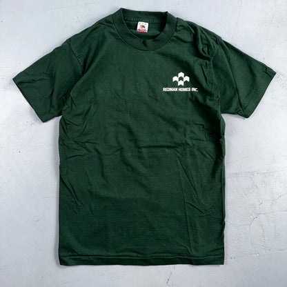 Fruit of the Loom USA Flag VTG T Shirt Redman Home Construction Large Green