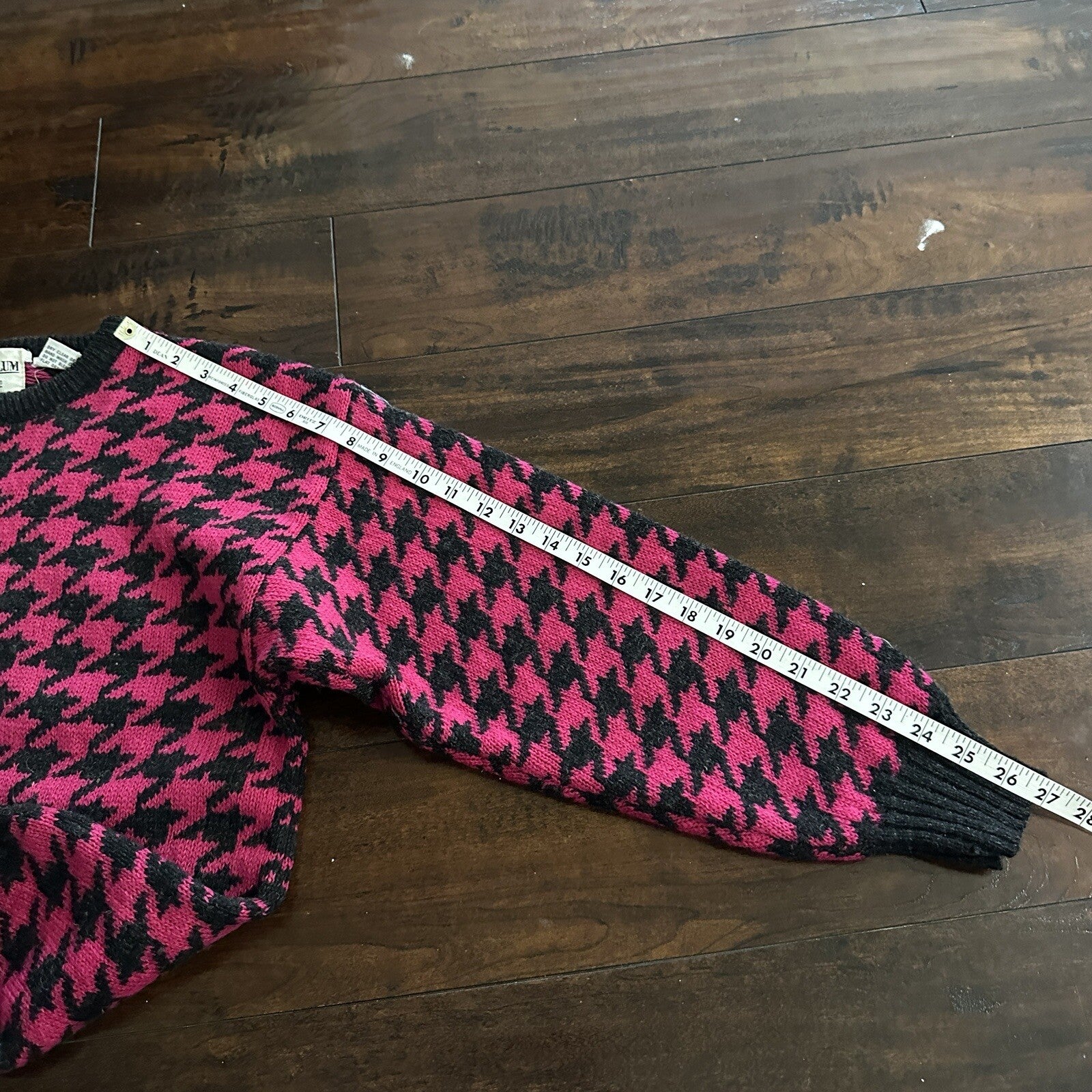 Nordstrom Vtg Brass Plum Womens Shetland Wool Aztec Knit Sweater Rockabilly 80s