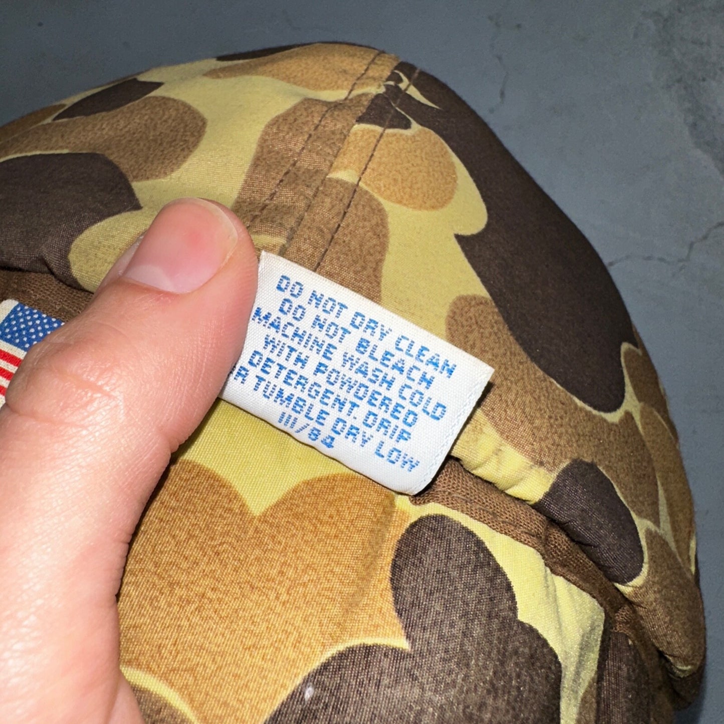 Goretex Duck Camo Hat w/ Earflaps Cap Dunn Large VTG Hunting Thinsulate 90s