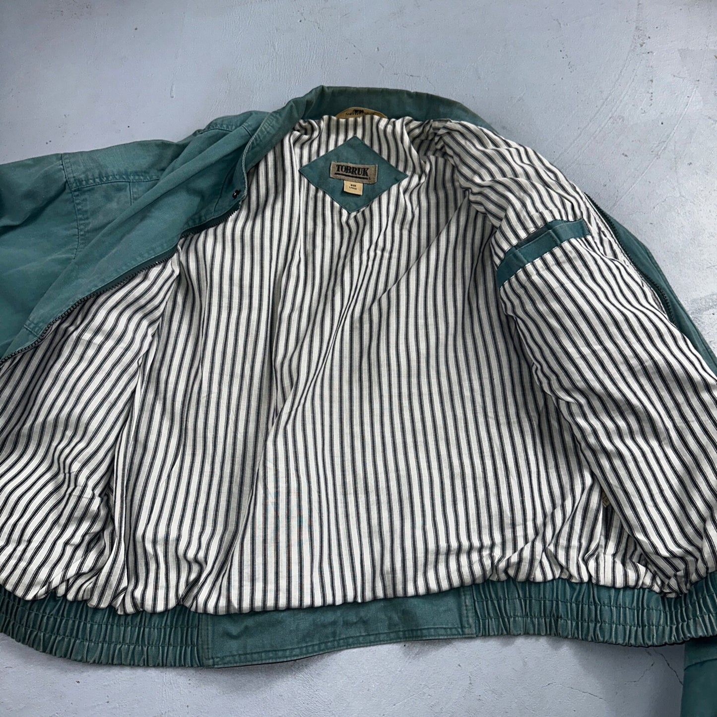 Vintage Teal Blue Tobruk Lined Jacket Men's Large 1980s 80s Bomber Simple Cool