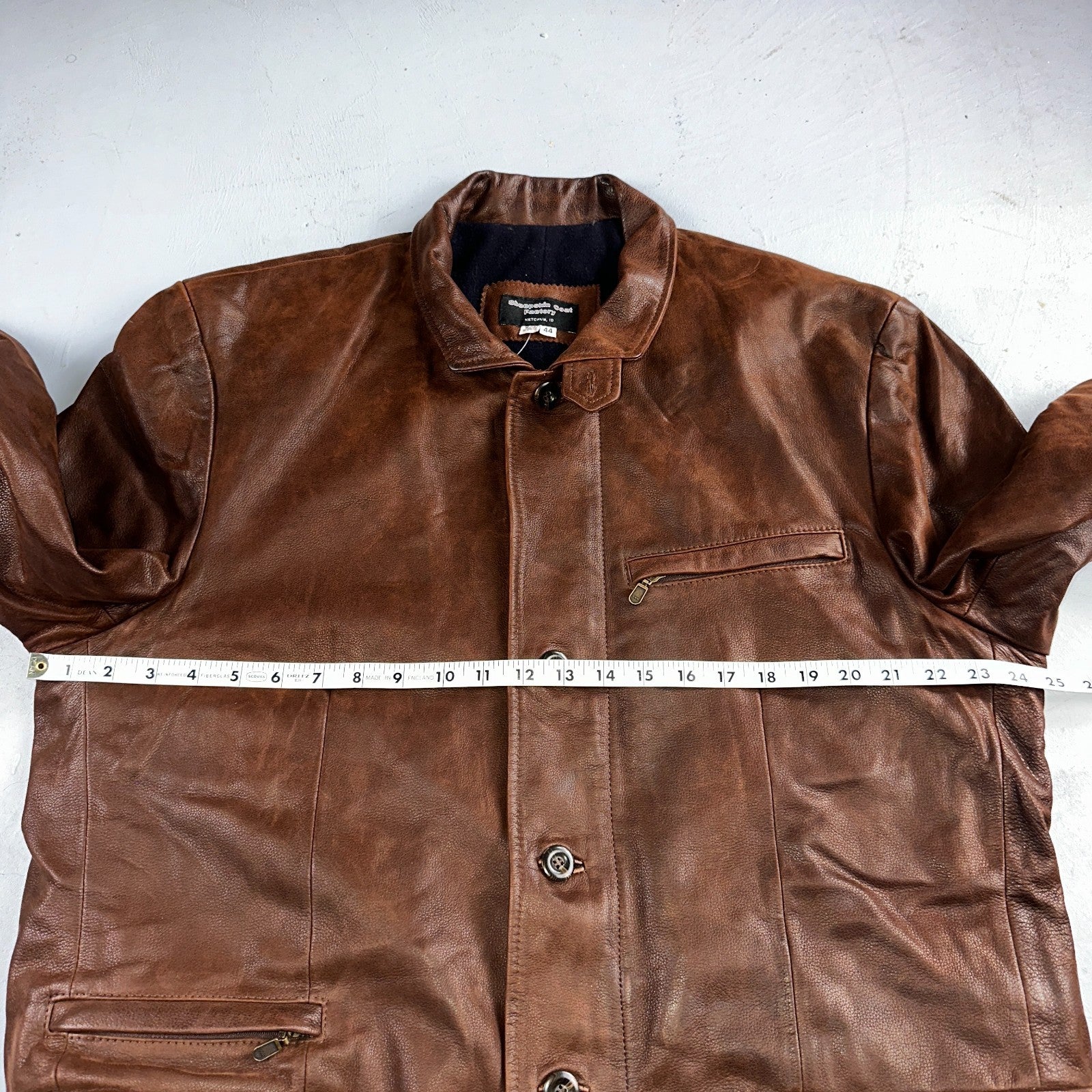 Men’s Vtg Sheepskin Coat Factory Leather Chore Coat 44 Lined 1980s Barn USA 80s
