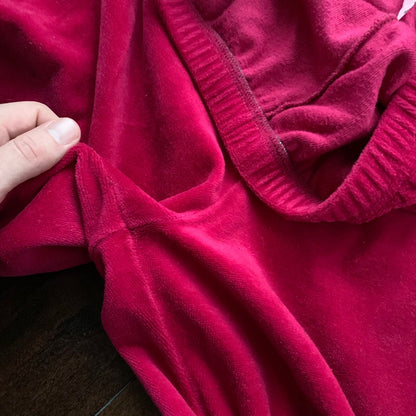 Vintage 80s Women's Pink Red Poly Jumpsuit Jumper 2pc Medium Juicy