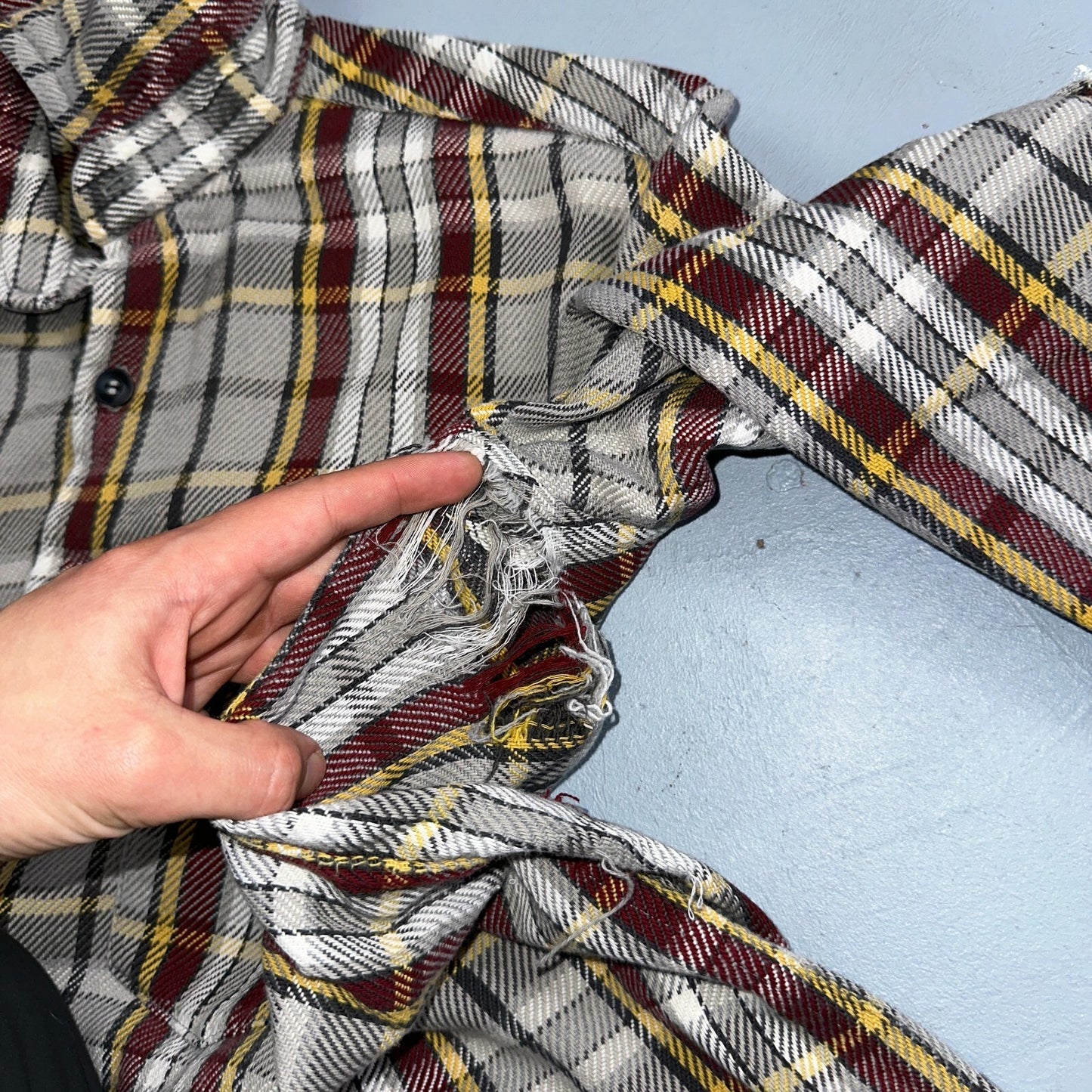 VTG Big Mac JC Penny Thick 100% Cotton Flannel Work Shirt M 70s Plaid Thrashed