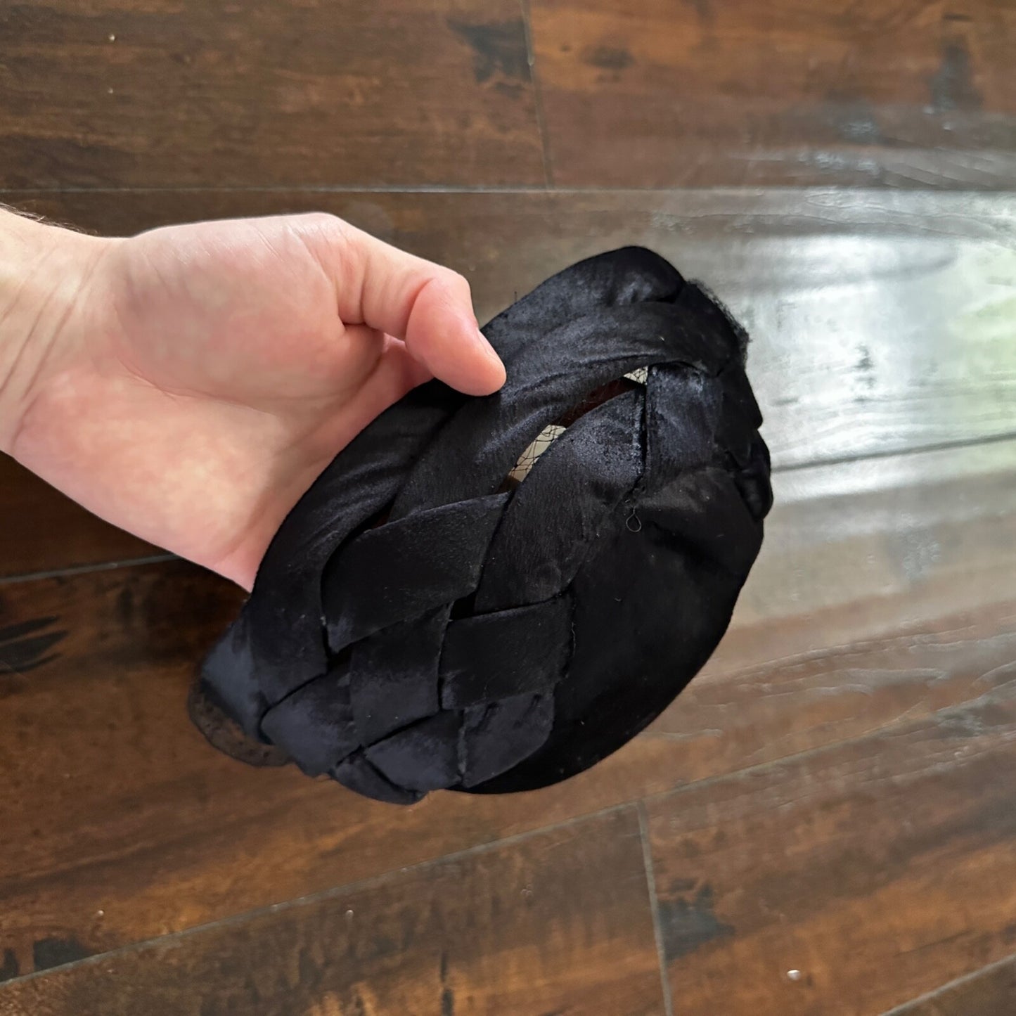 Vintage Hattie Carnegie Hat Black Silk Velvet Leaves 1930s 30s 40s 50s Small Cap