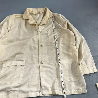 Christian Dior VTG Pajama Set Mens Cream Pants Shirt USA 90s Heavy Wear