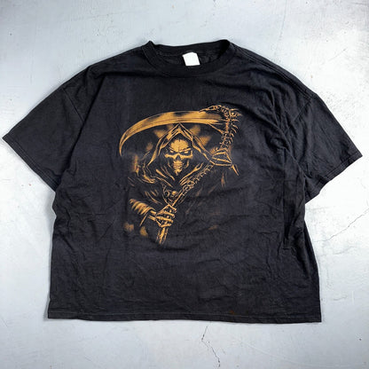 Reaper Y2K Shirt Black Mens Horror Vintage Large Print Skull Death Metal Band
