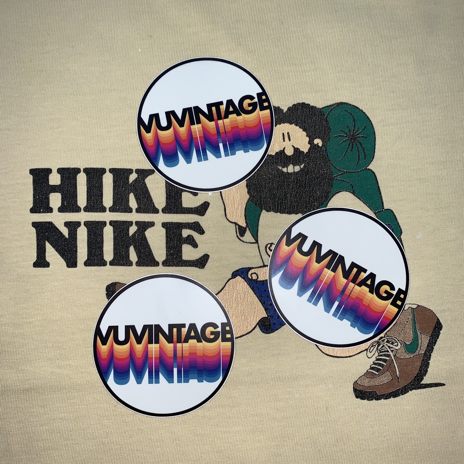 HIKE NIKE 80s Vintage T Shirt OG Rare Grail Geisha Rap Japan Yellow Long Sleeve