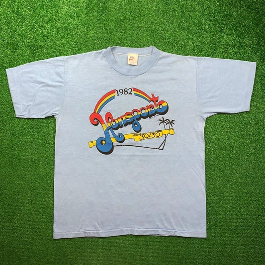 Honolulu Hawaii Vintage Nike T Shirt USA Rare Rainbow Large Blue Geisha 1982 80s