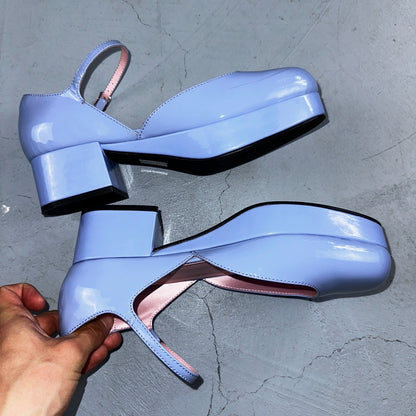 Jeffrey Campbell Ecolier Platform Pump Maddison Mary Jane Blue Platform Shoes