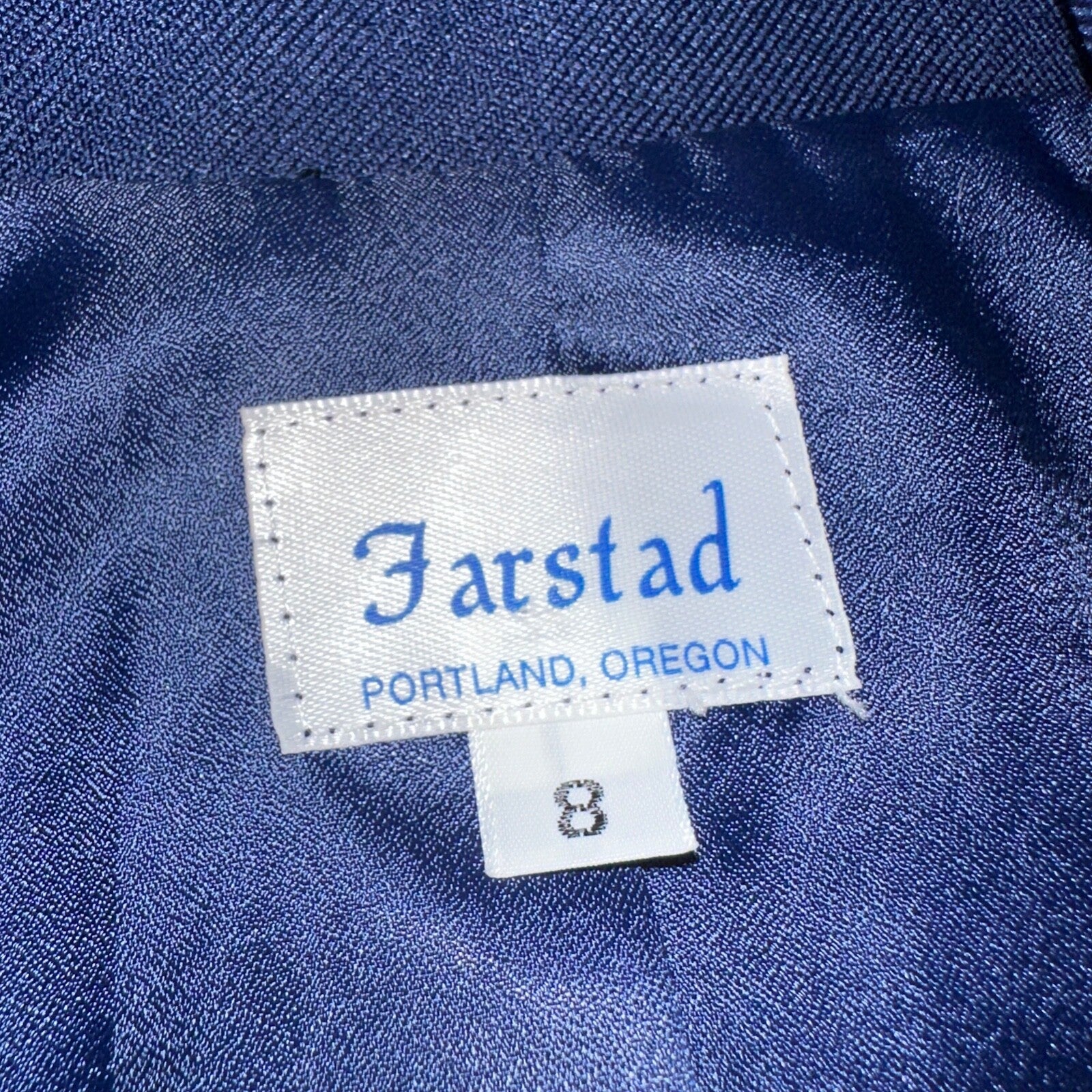 Vtg 70s Blazer Womens Blue Farstad Luxury Office USA Classy Suit Navy Poly