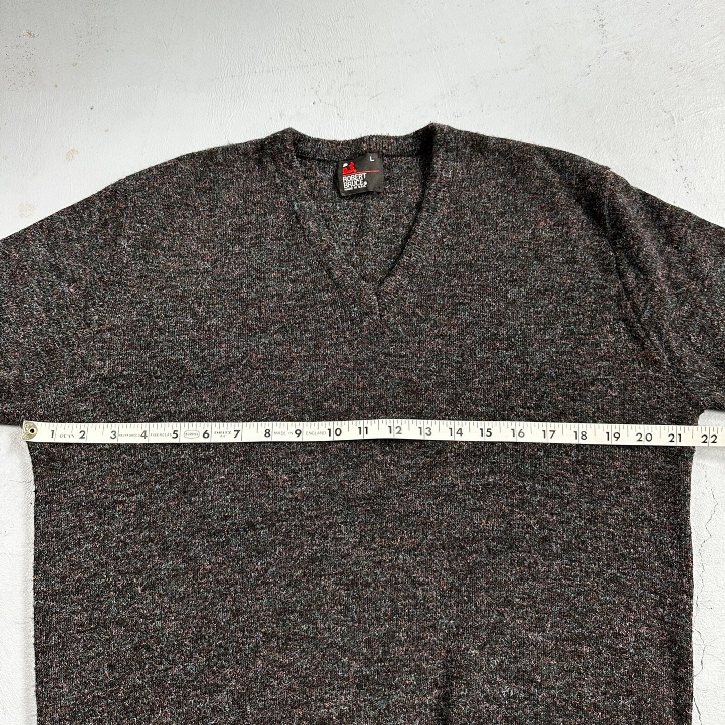 Robert Bruce Vintage Sweater Mens L Gray V Neck Knit Pullover 90s