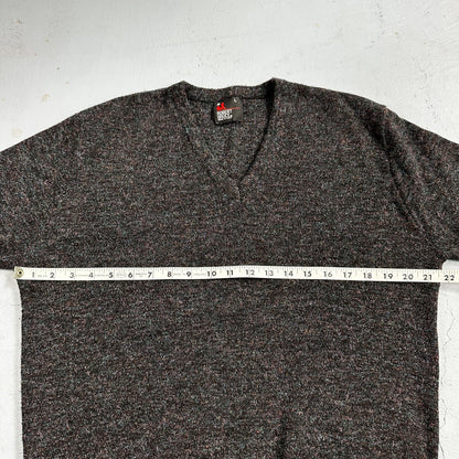 Robert Bruce Vintage Sweater Mens L Gray V Neck Knit Pullover 90s