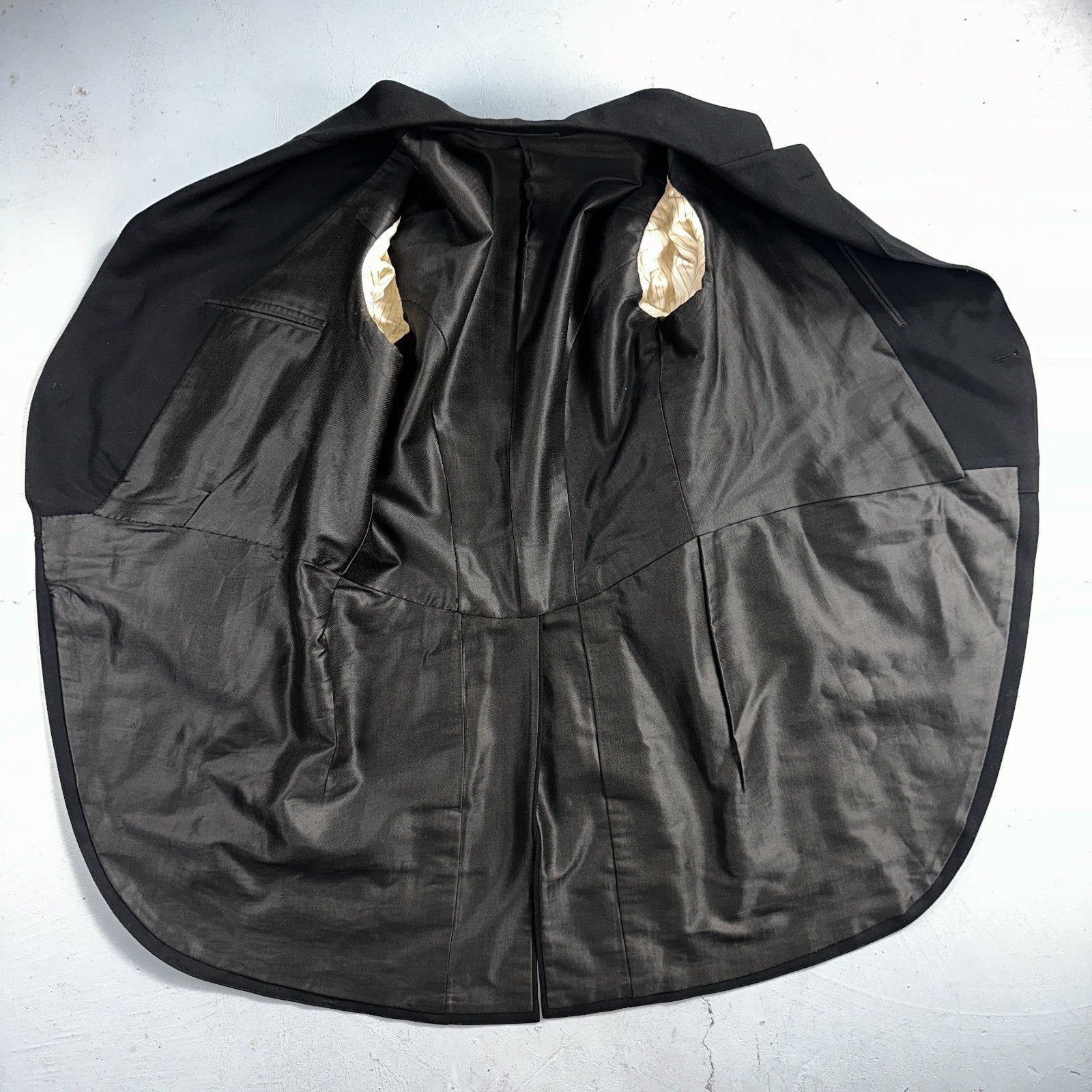 Antique 3 Pc Edwardian Morning Suit Black Wool Frock Coat Vest Pants 1890s 1900s