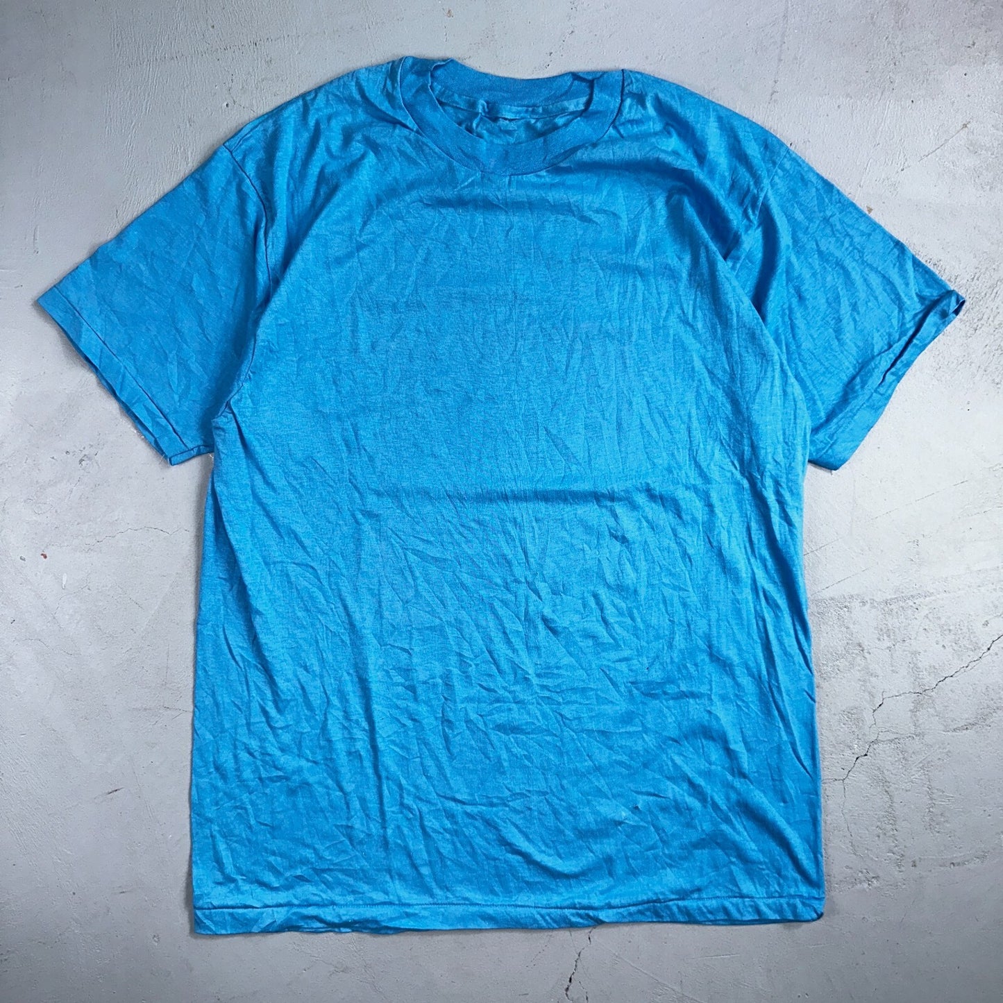 Blank Blue Single Stitch 70s 80s VTG T Shirt Basic Essential Simple Every Day