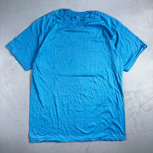 Blank Blue Single Stitch 70s 80s VTG T Shirt Basic Essential Simple Every Day