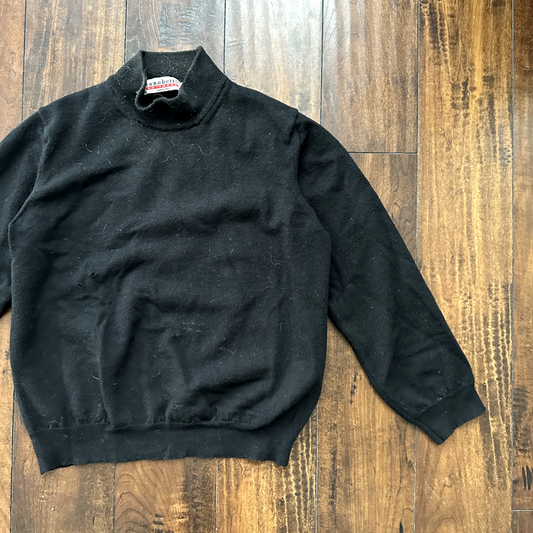 Zanobette Knitwear men's medium black top rugby Thrashed Vintage 80s Sweater