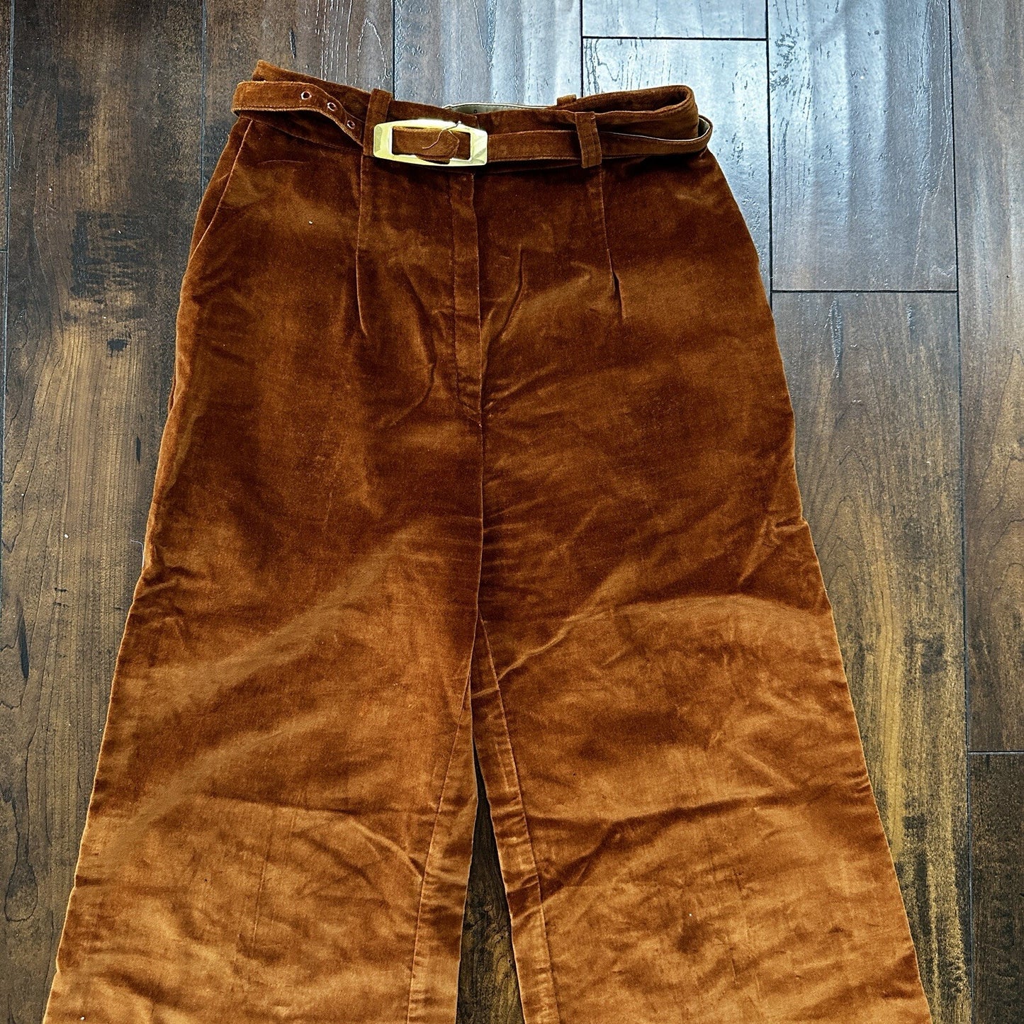 VTG Alpaq California 1970s Pants 26x31 Brown Velour High Waist Flair Rockabilly