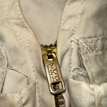 VTG Hurricane Fishing Vest Men's Size L Beige Sleeveless Zip-Up 100% Cotton 70s