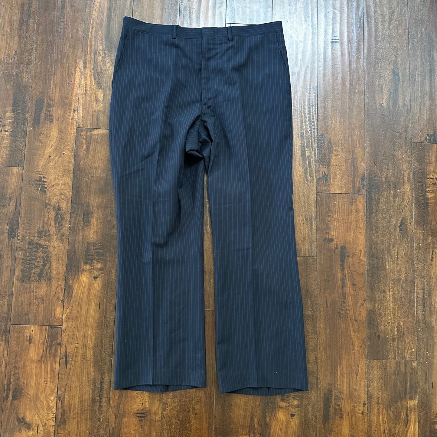 1960s Navy Blue Sport Jacket VTG Mens Suit 44 38x28 Rockabilly Pinstripe Pants