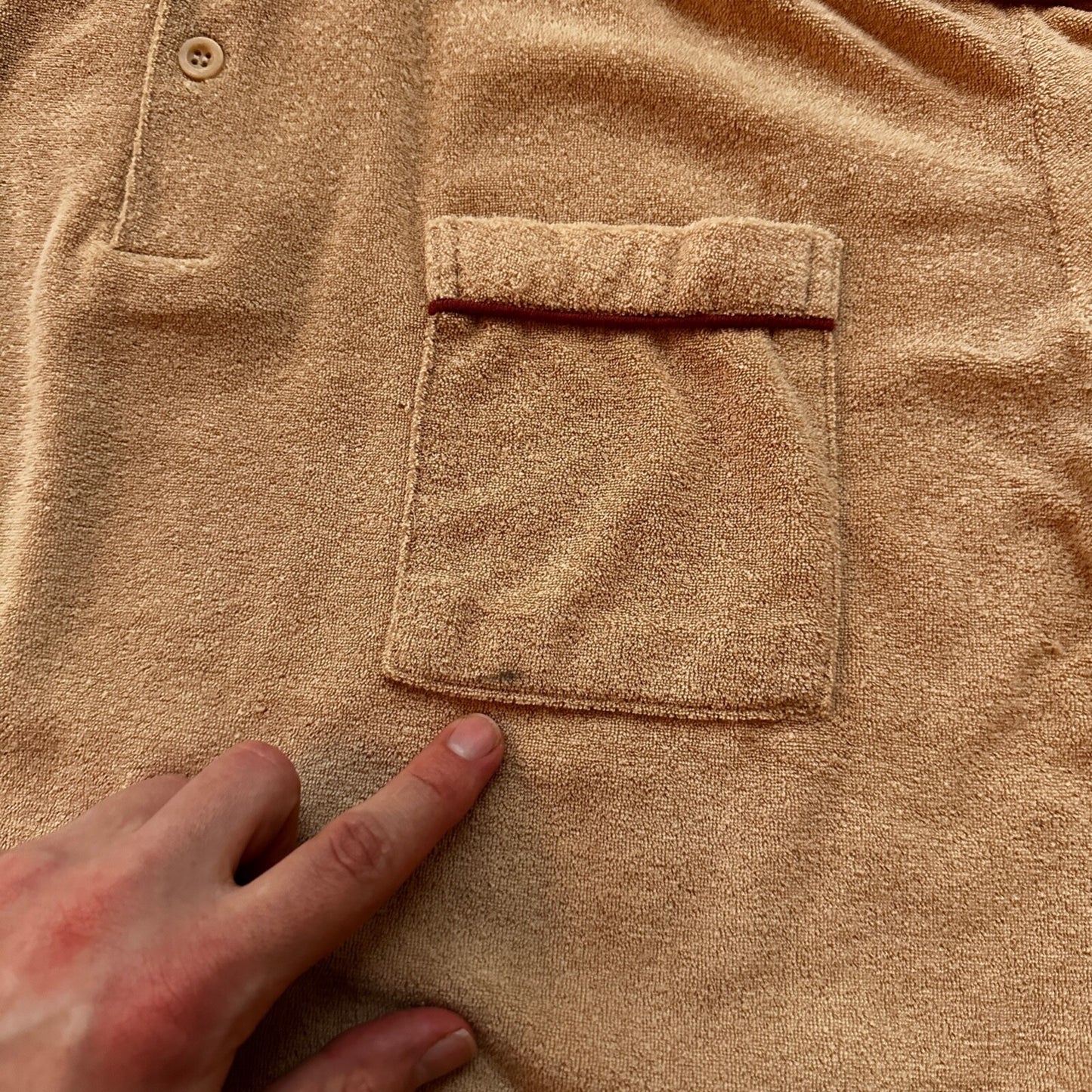 VTG Mens HUK-A-POO 70s Terry Cloth Knit Polo Shirt Rockabilly XL 1970s Cotton